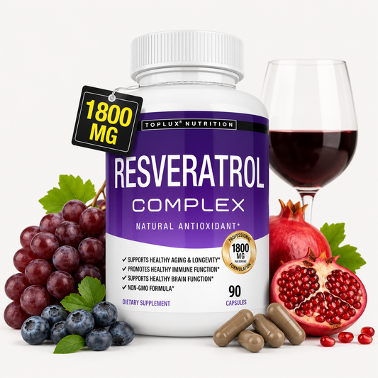 Resveratrol Complex 1800MG – Natural Antioxidant | Healthy Aging, Immune & Brain Support | Non-GMO Formula | 90 Capsules